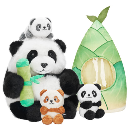 Panda-Tierfamilie-Plüschspielzeug-Set