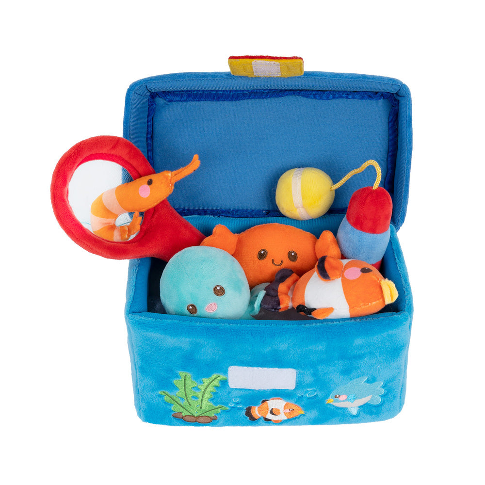 Personalisiertes sensorisches Spielzeug-Set „Babys erste Angelbox“
