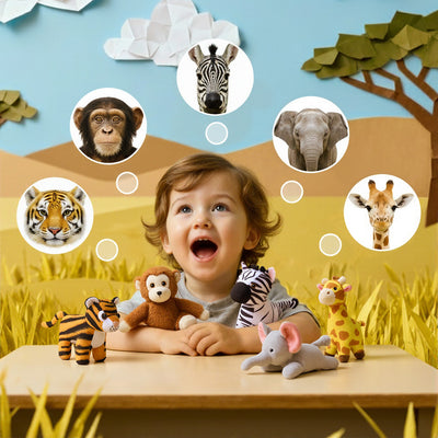 Personalisierte Spielset zum Ersten Plüschspielzeug der Lustiges Zoo-Set