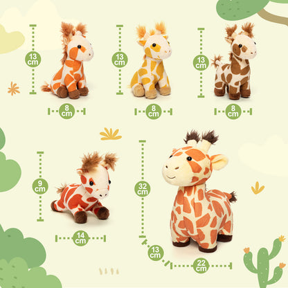 Tierfamilien-Plüschspielzeug-Set – Tiermutter und Tierbabys