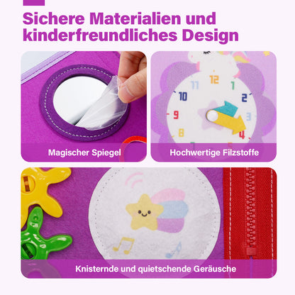 Personalisiertes Einhorn-Beschäftigungsbrett Montessori-Spielzeug