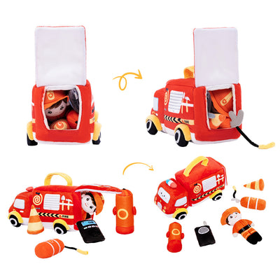Personalisiertes Baby's First Fire Truck Plüsch Sensory Spielzeug Set