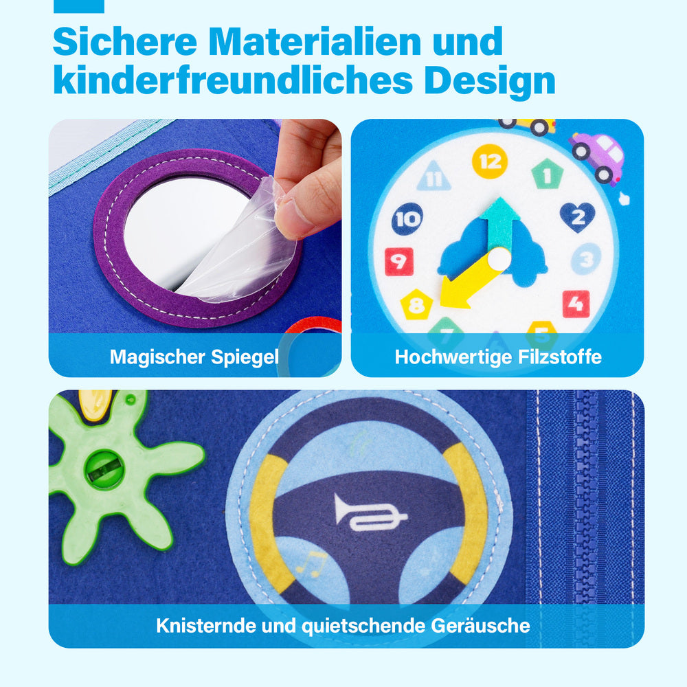 Personalisiertes Auto-Beschäftigungsbrett Montessori-Spielzeug