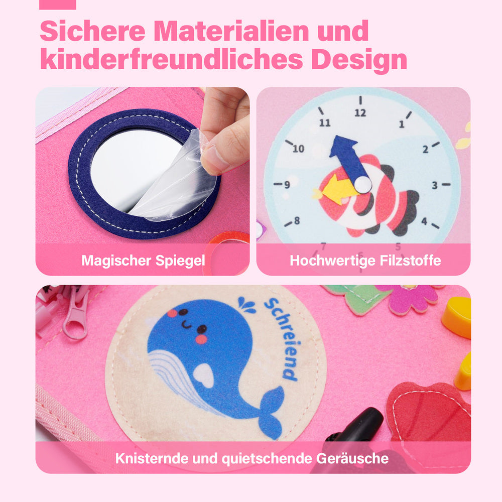 Personalisiertes Montessori Busy Board (Deutsche Ausgabe) - Sensorisches Lernspielzeug für Vorschulkinder