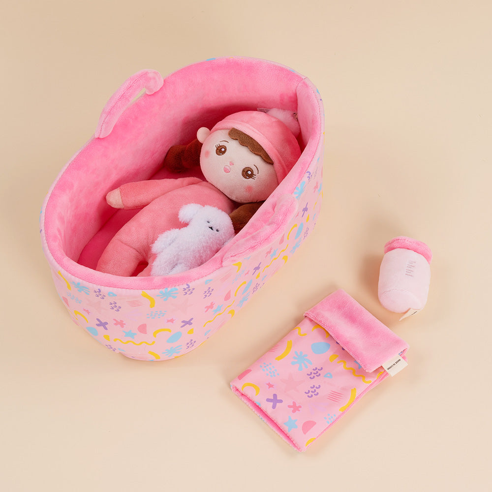 Mini Rosa Personalisierte Plüschpuppen mit Zöpfe & Geschenkset
