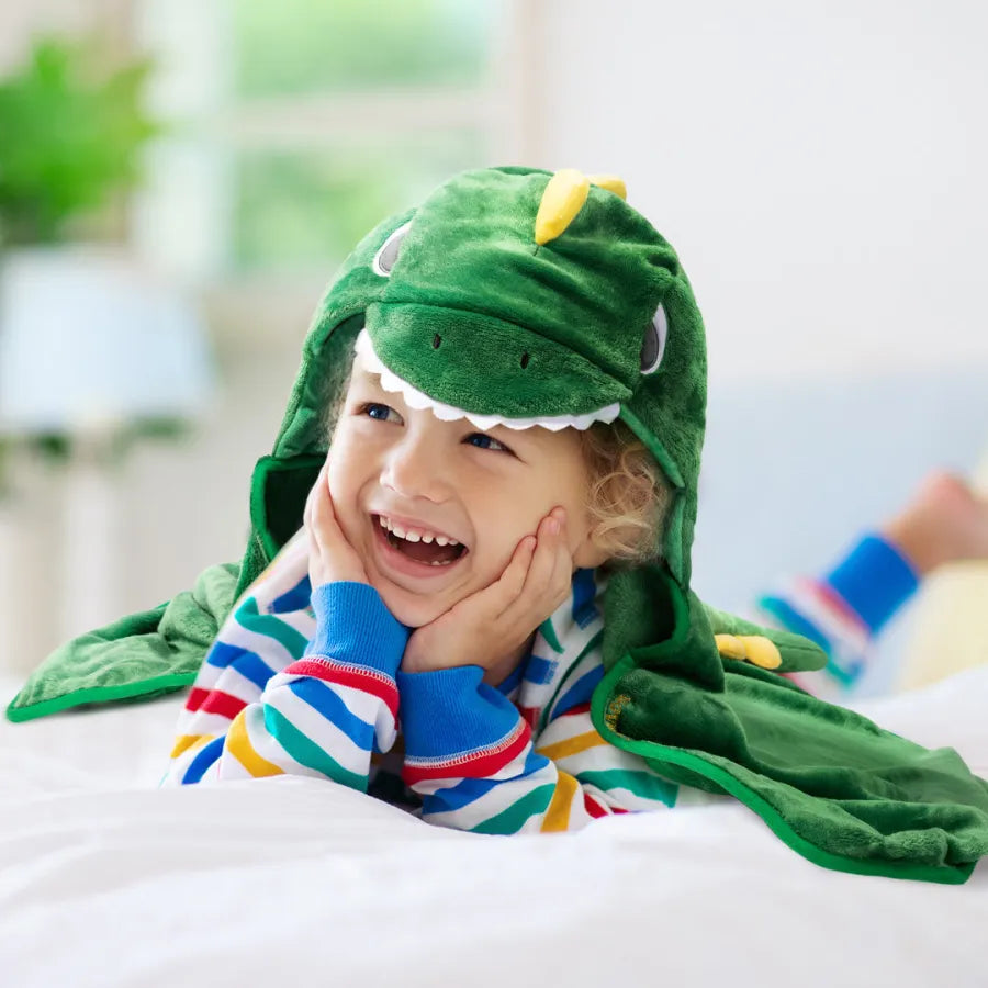 Kuschelweiche Kapuzendecke - Dinosaurier & Einhorn