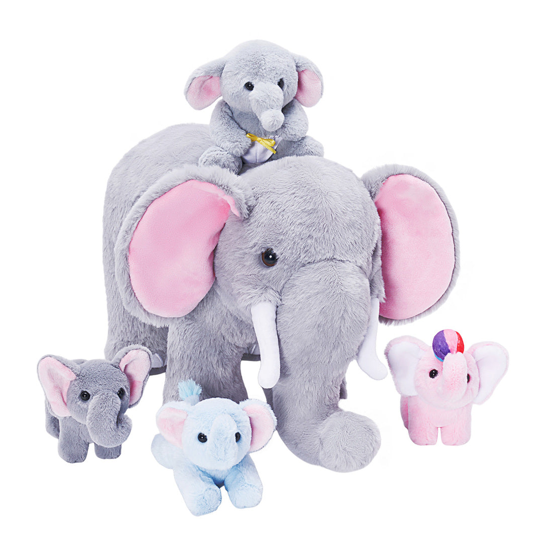 Tierfamilien-Plüschspielzeug-Set – Tiermutter und Tierbabys