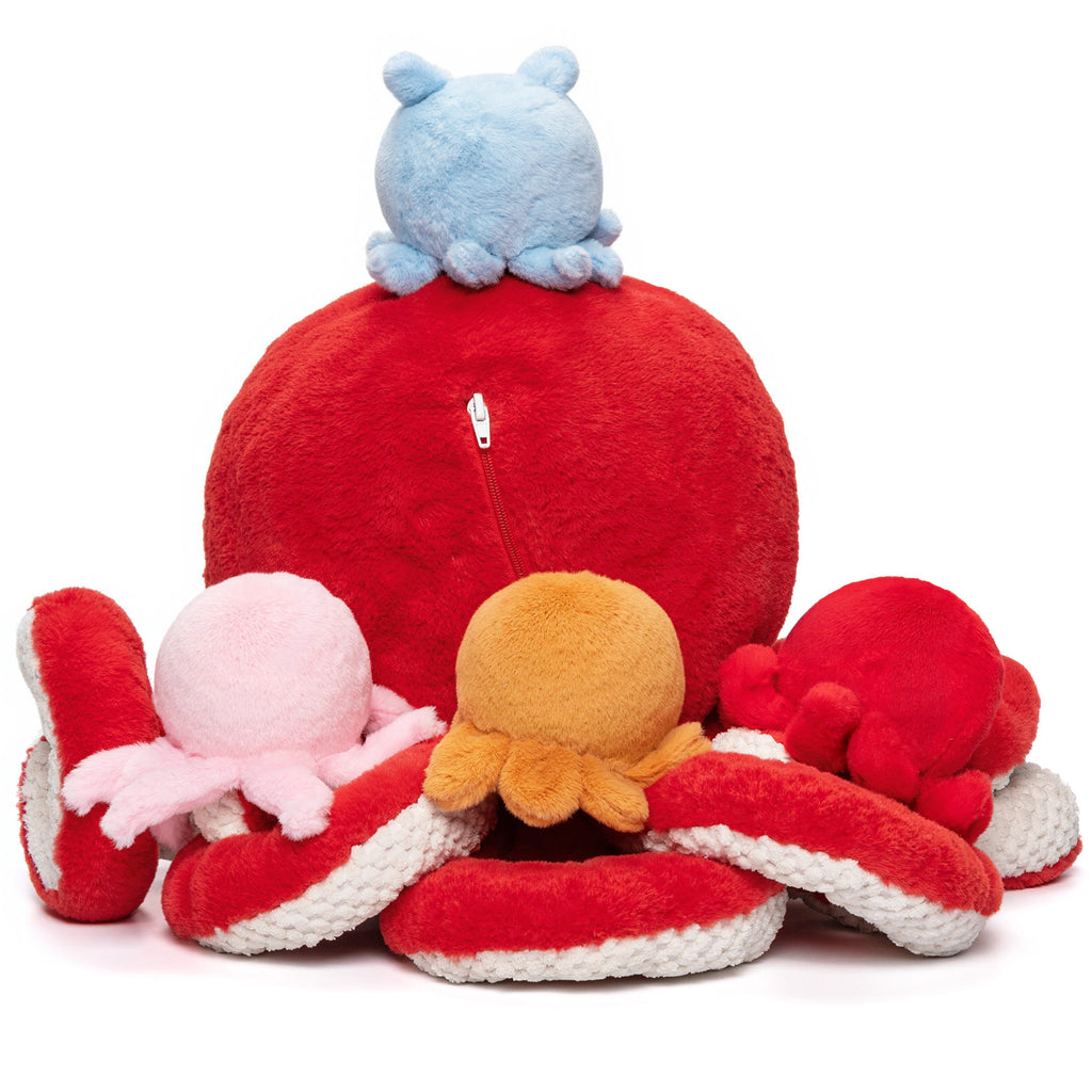 Oktopus-Stofftier mit 4 Baby-Oktopussen darin