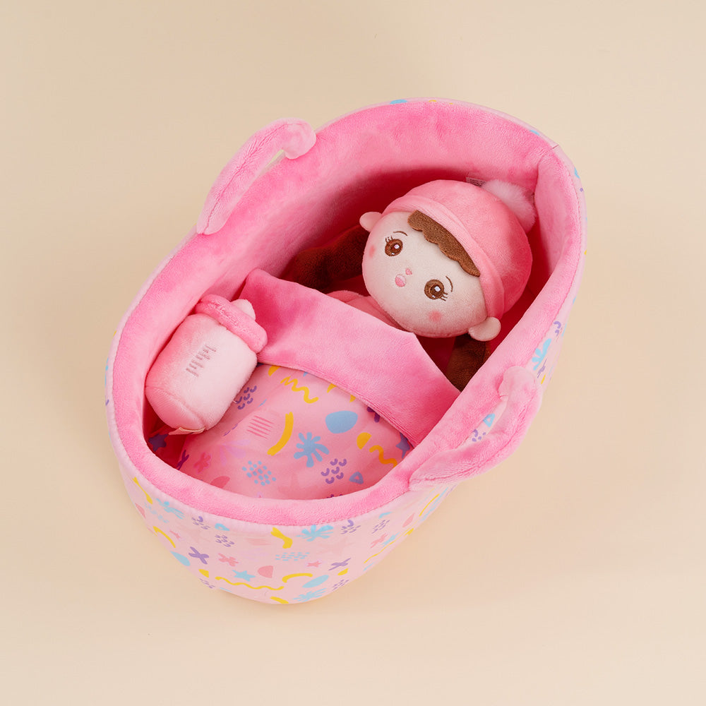 Mini Rosa Personalisierte Plüschpuppen mit Zöpfe & Geschenkset