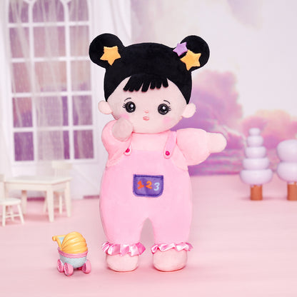 Mini Personalisierte Plüschpuppen mit Offenen Augen im Schwarzen Haar & Geschenkset