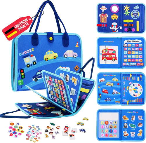 Personalisiertes Montessori Busy Board (Deutsche Ausgabe) - Sensorisches Lernspielzeug für Vorschulkinder