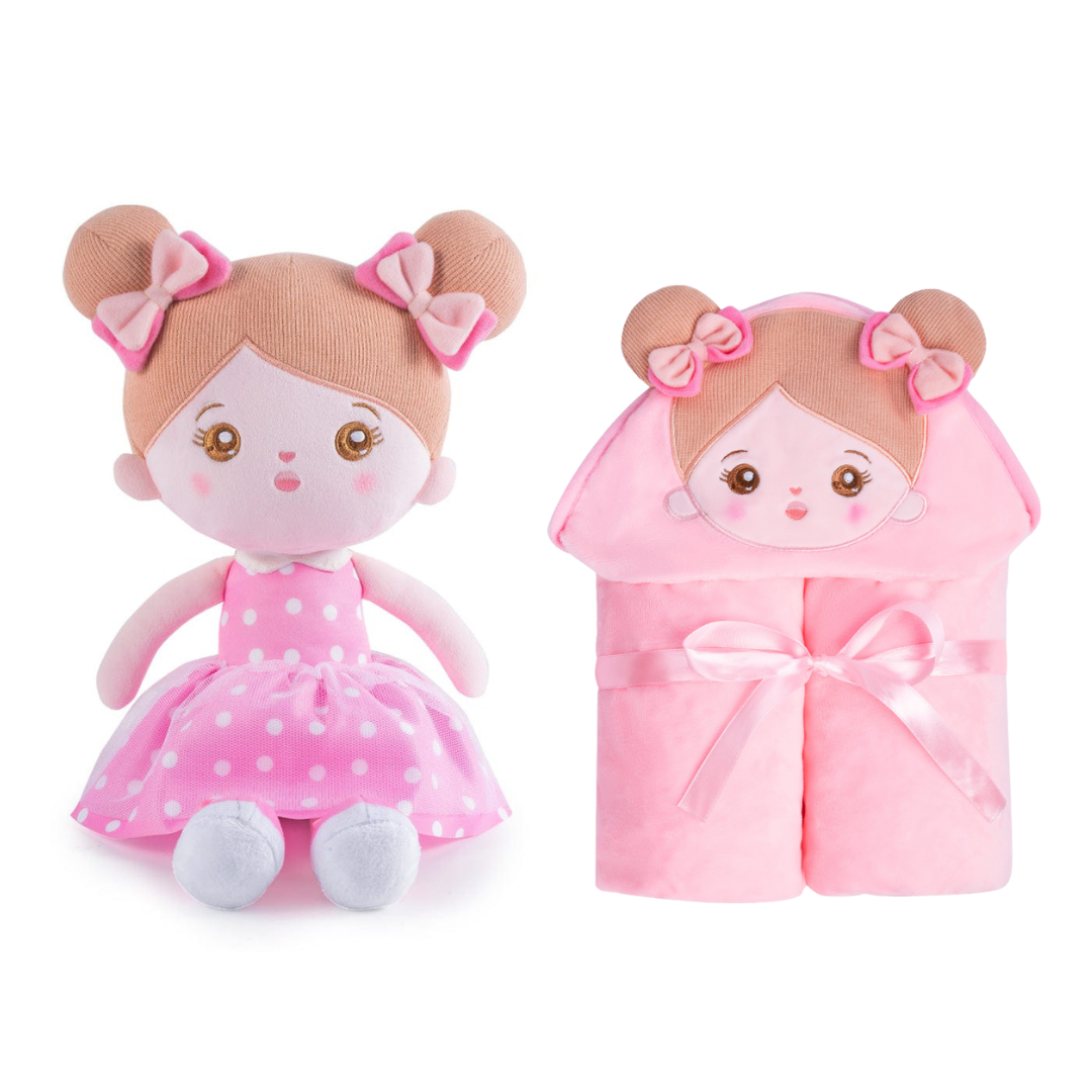 Personalisierte Puppe und 89 cm große, weiche Babydecke (Set)