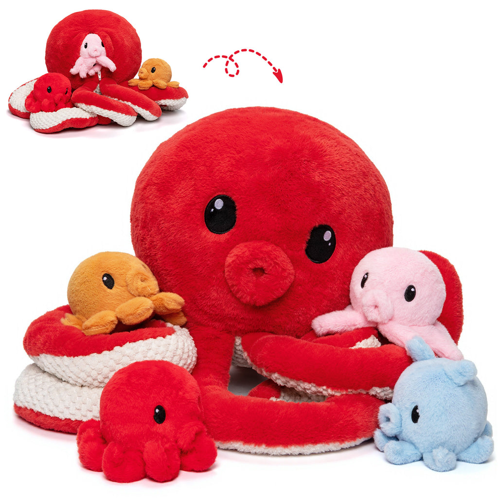 Oktopus-Stofftier mit 4 Baby-Oktopussen darin
