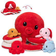 Laden Sie das Bild in den Galerie-Viewer, Oktopus-Stofftier mit 4 Baby-Oktopussen darin