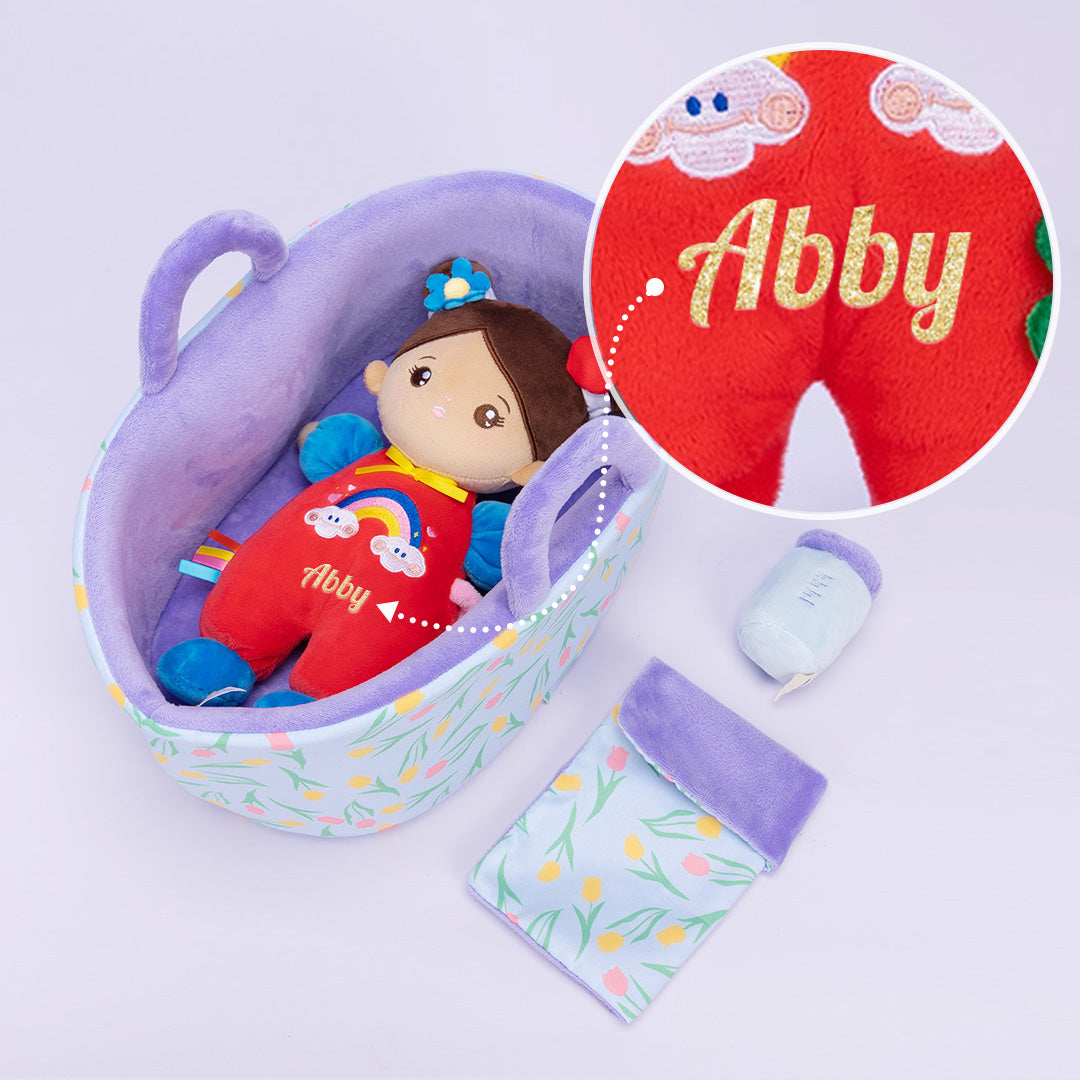 Mini Personalisierte Plüschpuppen mit Offenen Augen im Braune Haut & Geschenkset