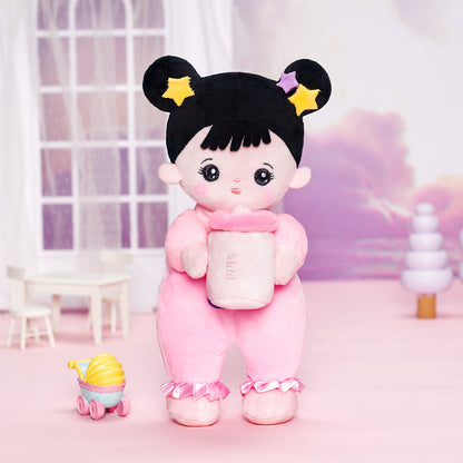 Mini Personalisierte Plüschpuppen mit Offenen Augen im Schwarzen Haar & Geschenkset