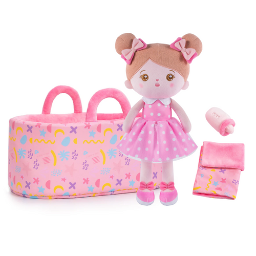 Personalisierte Puppe und Babybett-Accessoires mit Namen