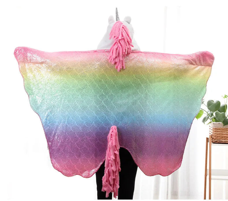 Kuschelweiche Kapuzendecke - Dinosaurier & Einhorn