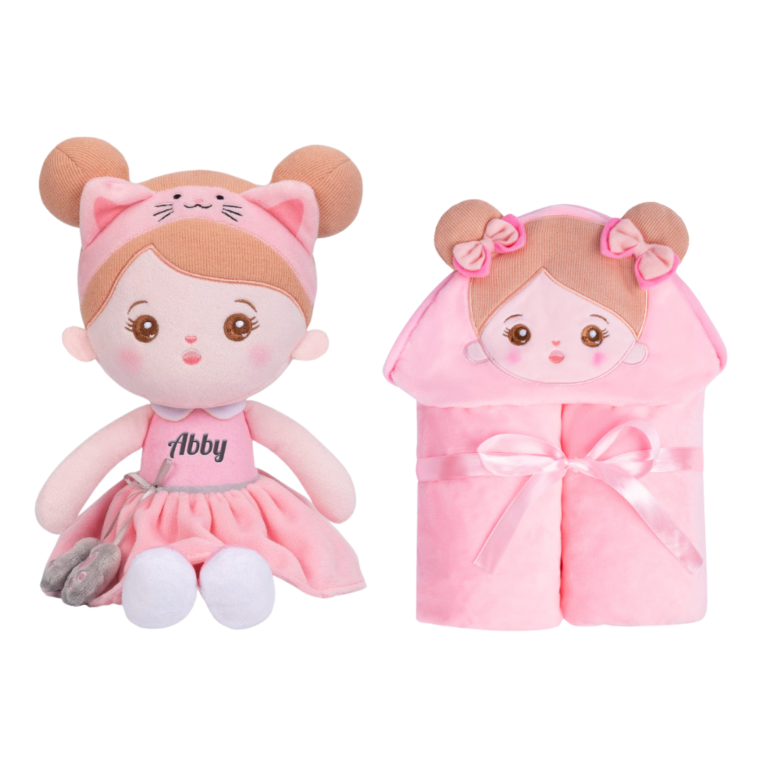 Personalisierte Puppe und 89 cm große, weiche Babydecke (Set)