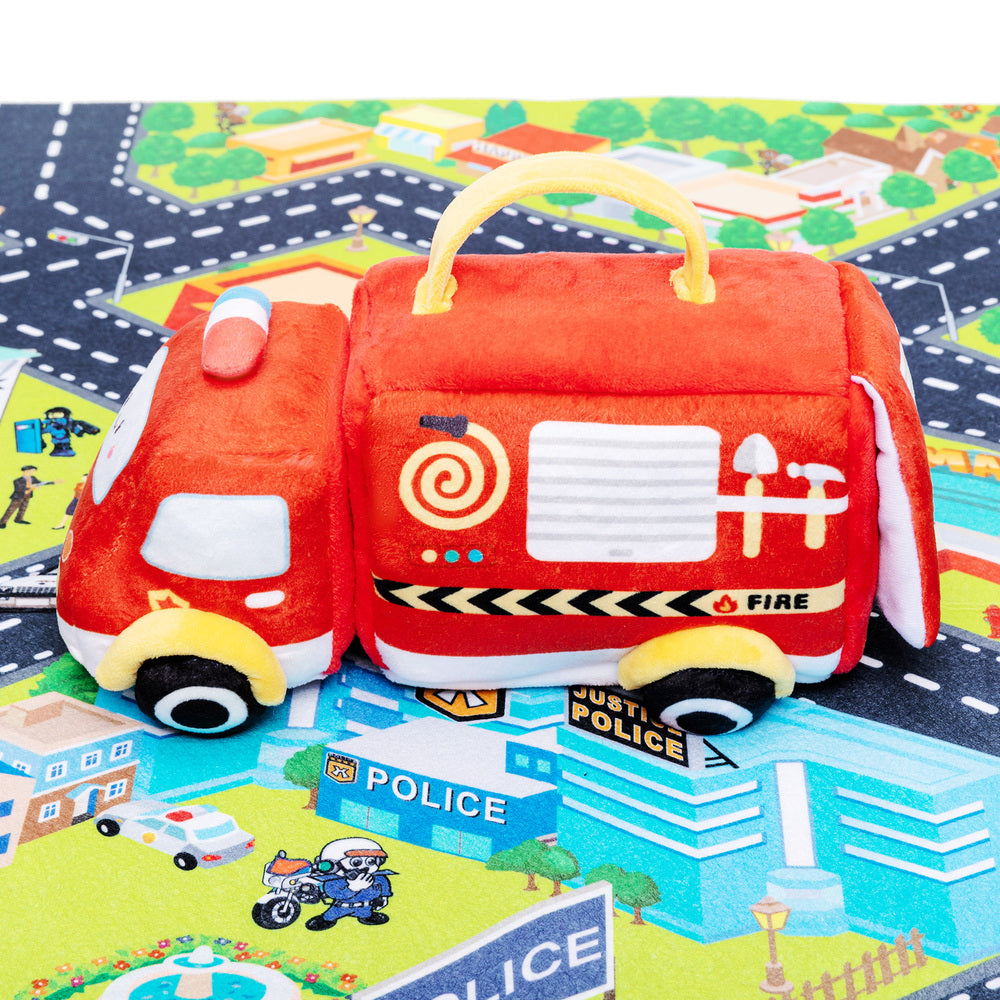 Personalisiertes Baby's First Fire Truck Plüsch Sensory Spielzeug Set