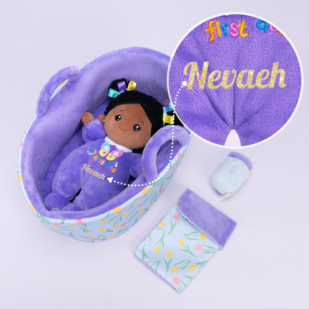 Mini Violett Tiefen Teint Personalisierte Plüschpuppen & Geschenkset