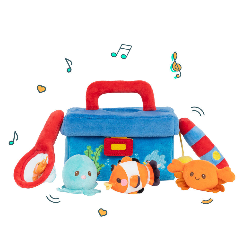 Personalisiertes sensorisches Spielzeug-Set „Babys erste Angelbox“