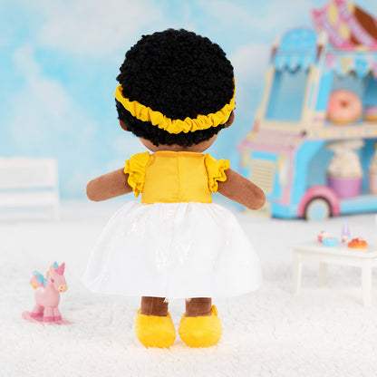 Tiefen Teint Personalisierte Plüschpuppen im Gelbes Kleid