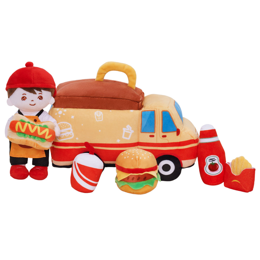 Personalisiertes Baby's First Food Truck Plüschtierset