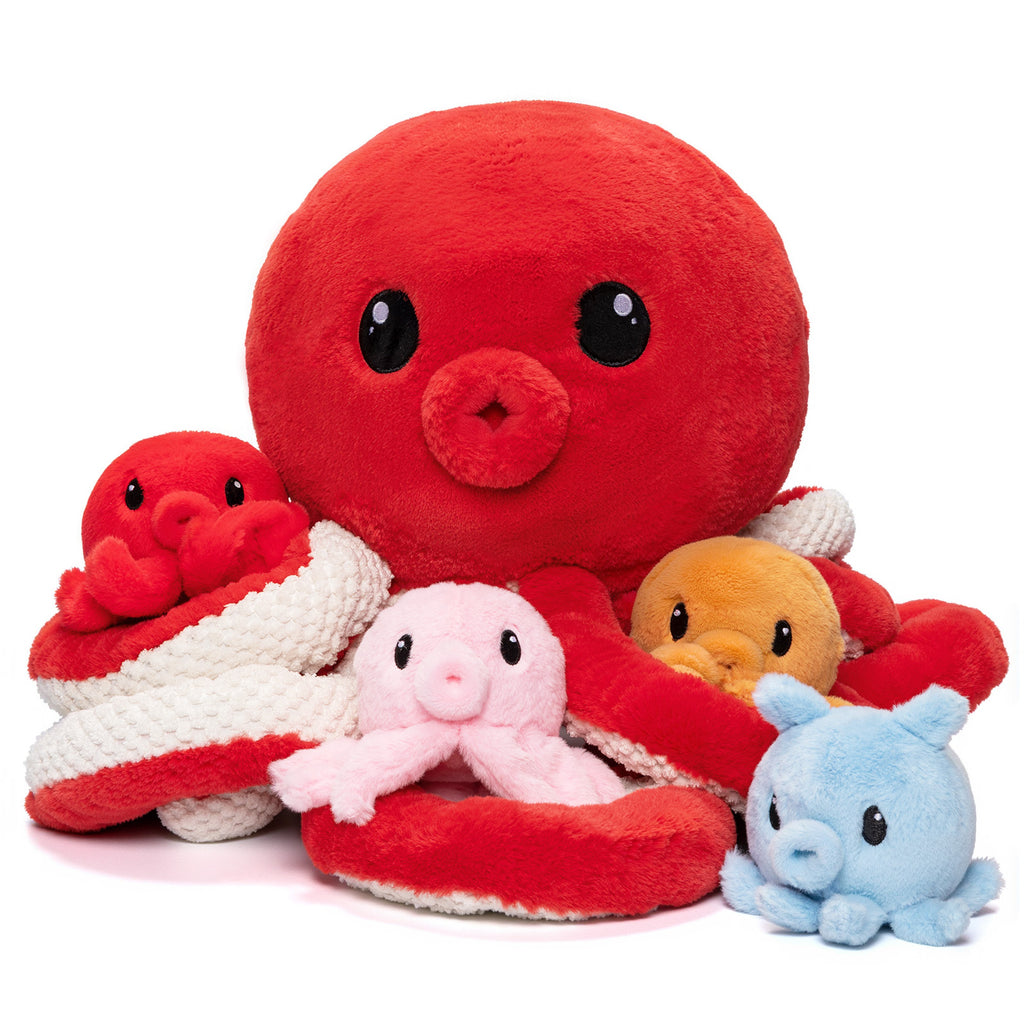 Oktopus-Stofftier mit 4 Baby-Oktopussen darin