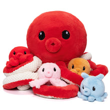Laden Sie das Bild in den Galerie-Viewer, Oktopus-Stofftier mit 4 Baby-Oktopussen darin