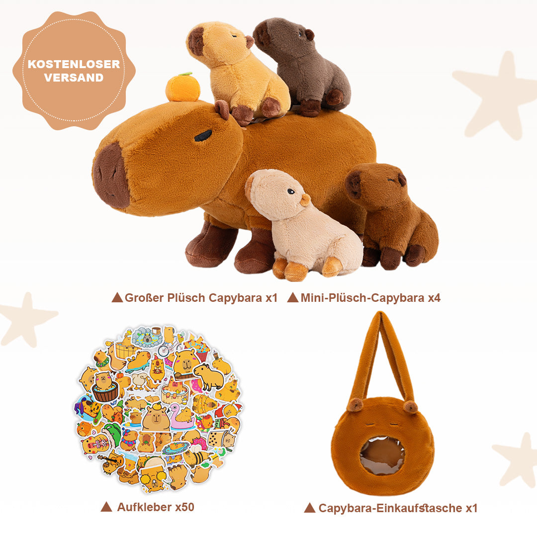 Plüschspielzeug der Capybara-Familie mit 4 Babys Geschenkset für Kleinkinder