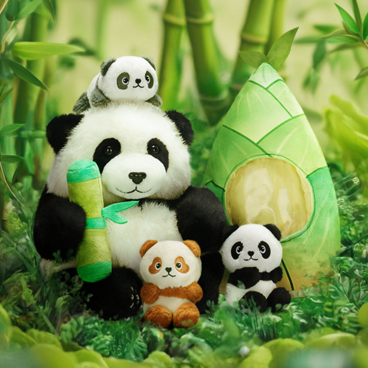 Tierfamilien-Plüschspielzeug-Set – Tiermutter und Tierbabys