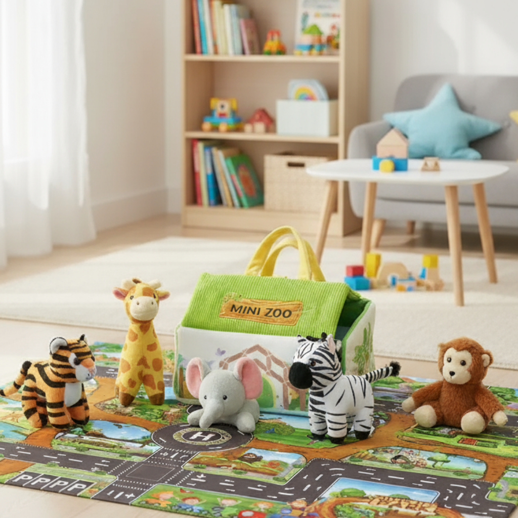 Personalisierte Spielset zum Ersten Plüschspielzeug der Lustiges Zoo-Set