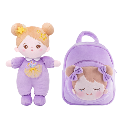 Geschenkset mit weicher Babypuppe und Rucksack
