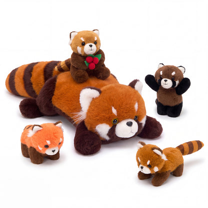 Roter Panda Kuscheltier-Familie mit 4 Babys