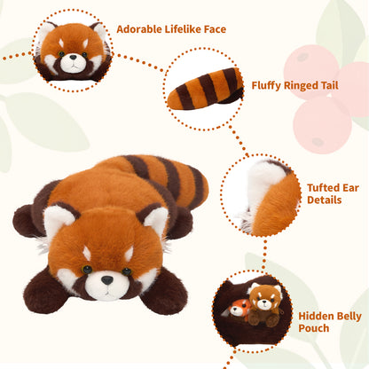 Roter Panda Kuscheltier-Familie mit 4 Babys