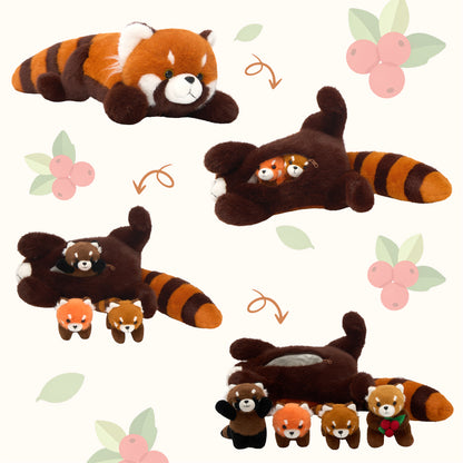 Roter Panda Kuscheltier-Familie mit 4 Babys