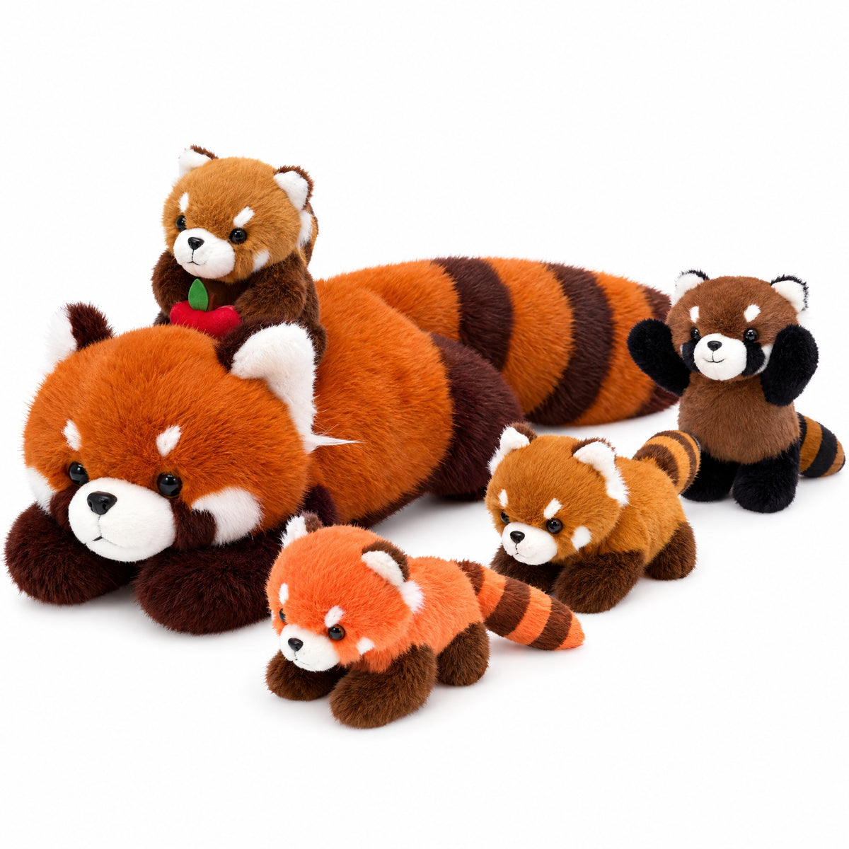 Roter Panda Kuscheltier-Familie mit 4 Babys