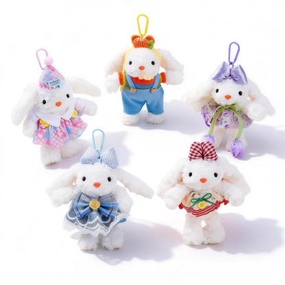Set mit 5 Anzieh-Hasen-Schlüsselanhänger-Puppen