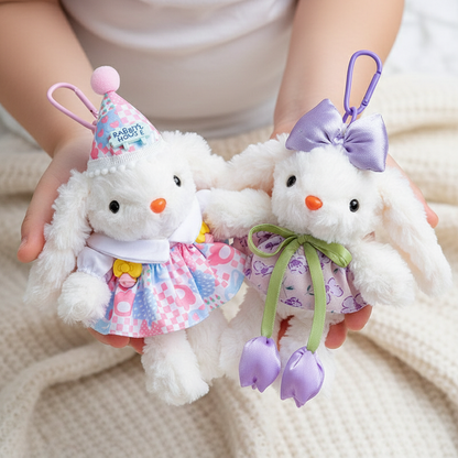 Set mit 5 Anzieh-Hasen-Schlüsselanhänger-Puppen