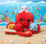 Oktopus-Stofftier mit 4 Baby-Oktopussen darin
