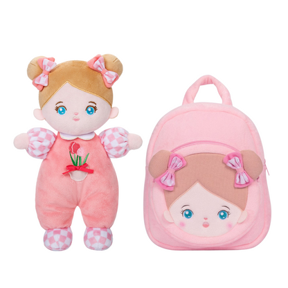 Geschenkset mit weicher Babypuppe und Rucksack