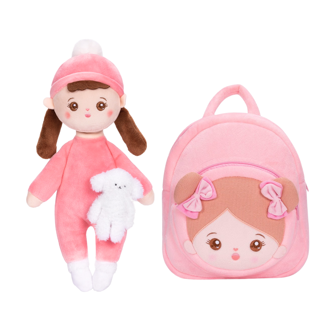 Geschenkset mit weicher Babypuppe und Rucksack