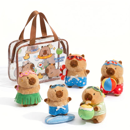 Capybara Sommer-Strandabenteuer 6-teiliges Plüsch-Spielset mit Spritzbeutel (Alter 2-6 Jahre)
