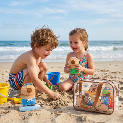 Capybara Sommer-Strandabenteuer 6-teiliges Plüsch-Spielset mit Spritzbeutel (Alter 2-6 Jahre)