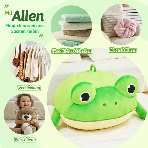 Spielzeug-Aufbewahrungstasche in Froschform mit heraushängender Zunge, Spielmatte