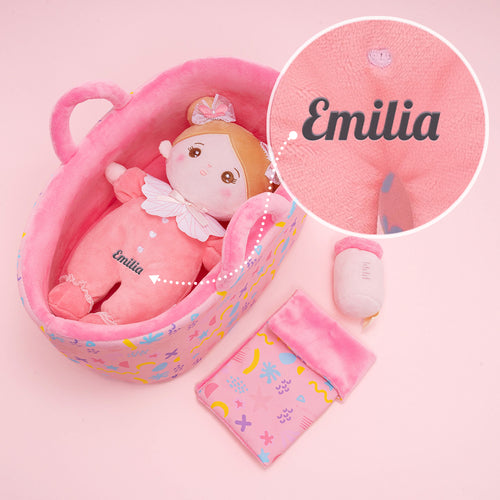 Mini Rosa Personalisierte Plüschpuppen mit Offenen Augen & Geschenkset