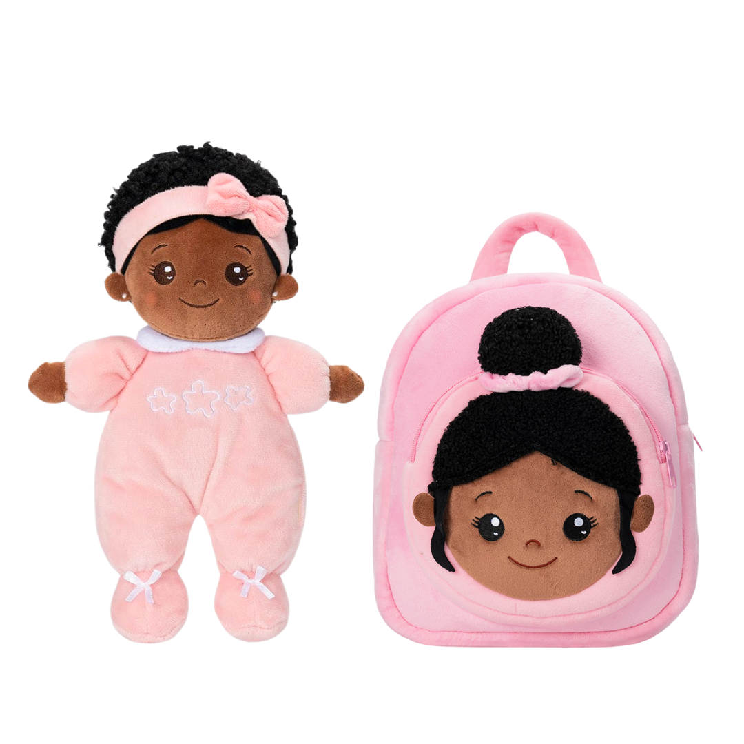 Geschenkset mit weicher Babypuppe und Rucksack