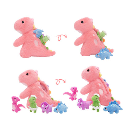 Rosa T-Rex Plüsch-Dinosaurier mit Babys und Umhängeband