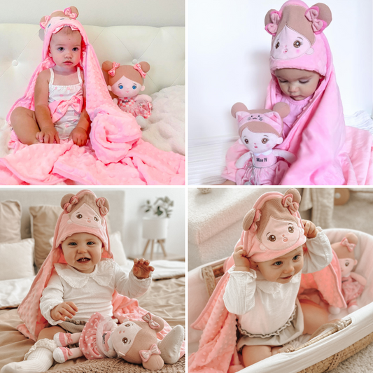 Personalisierte Puppe und 89 cm große, weiche Babydecke (Set)